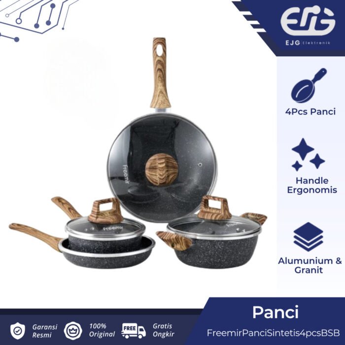 Freemir Panci Anti Lengket 4set Hijau Marble Lapisan Granit Kombinasi Single Buttom - Gambar 2